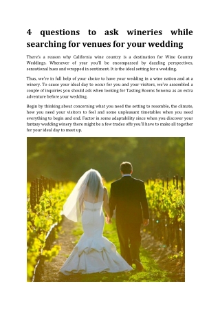Experience with Vineyard Wedding Venues