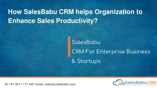 How SalesBabu CRM helps Organization to Enhance Sales Productivity?