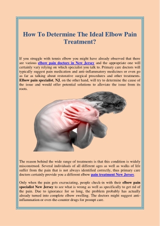 How To Determine The Ideal Elbow Pain Treatment?