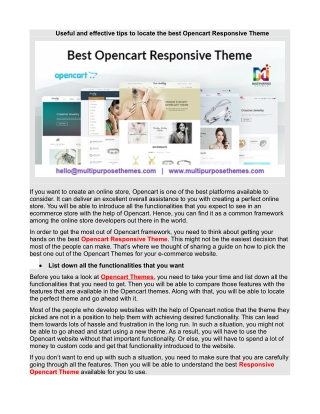 Useful and effective tips to locate the best Opencart Responsive Theme