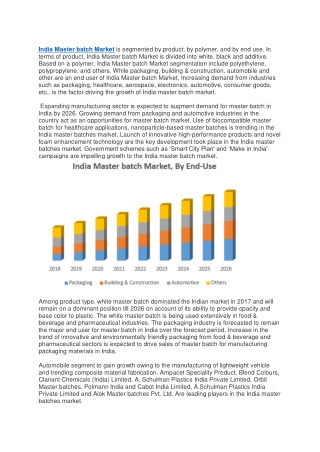 India Master batch Market