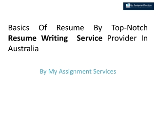 Resume By Top-Notch Resume Writing  Service Provider In Australia