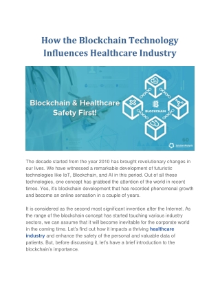 How the Blockchain Technology Influences Healthcare Industry
