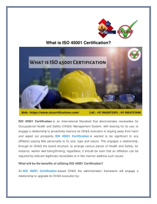 What is ISO 45001 Certification?