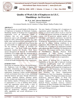 Quality of Work Life of Employees in I.E.C, Mandideep An Overview