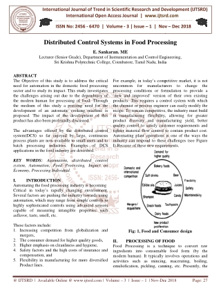 Distributed Control Systems in Food Processing