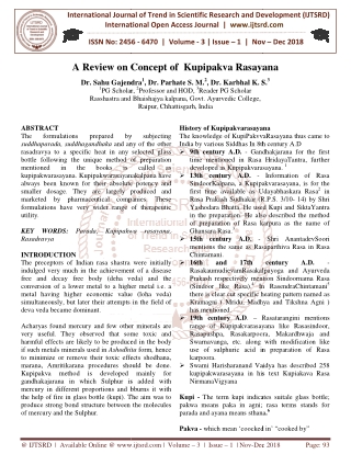 A Review on Concept of Kupipakva Rasayana