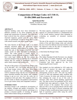 Comparision of Design Codes ACI 318 11, IS 456 2000 and Eurocode II