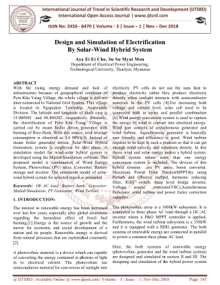 Design and Simulation of Electrification By Solar Wind Hybrid System