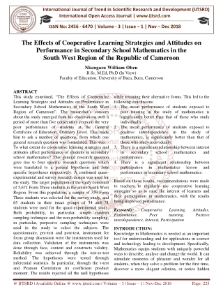 The Effects of Cooperative Learning Strategies and Attitudes on Performance in Secondary School Mathematics in the South