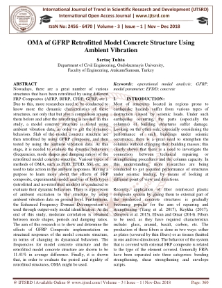 OMA of GFRP Retrofitted Model Concrete Structure Using Ambient Vibration