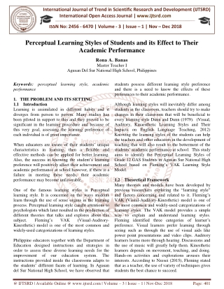 Perceptual Learning Styles of Students and its Effect to Their Academic Performance