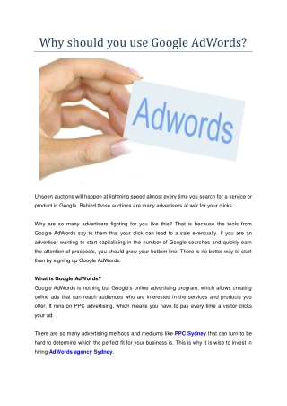Why should you use Google Ad Words?