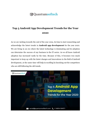 Top 5 Android App Development Trends for the Year 2020