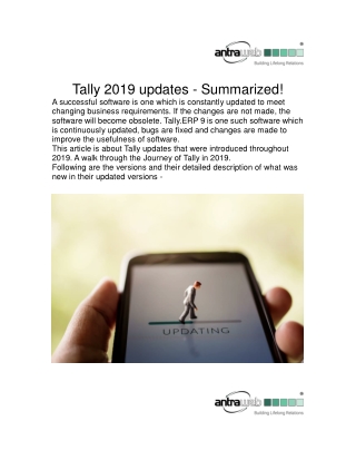 Tally 2019 Updates - Summarized!