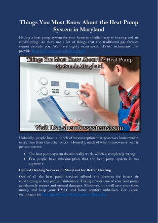 Things You Must Know About the Heat Pump System in Maryland