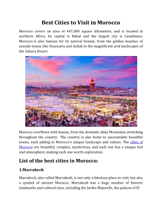 Best Cities to Visit in Morocco