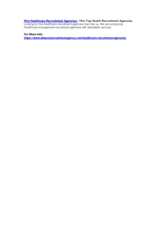 Hire Healthcare Recruitment Agencies - Hire Top Health Recruitment Agencies
