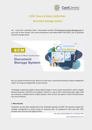 ECM- How Is It More Useful than Document Storage System