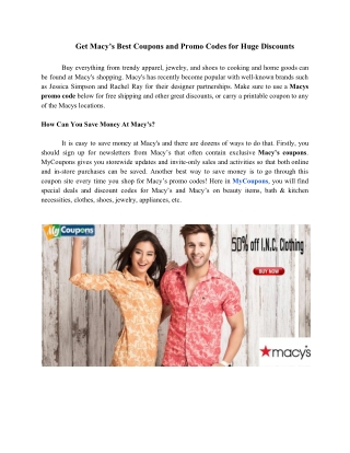 Get Macy’s Best Coupons and Promo Codes for Huge Discounts