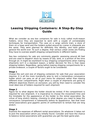 Leasing Shipping Containers: A Step-By-Step Guide