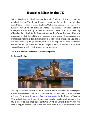 Historical Sites in the UK