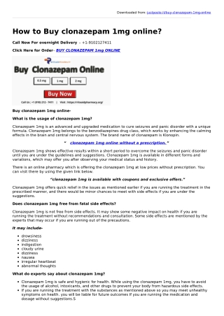 How to Buy clonazepam 1mg online?