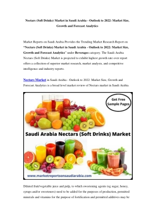 Saudi Arabia Nectars (Soft Drinks) Market: Industry Trends, Opportunity and Forecast Till 2022