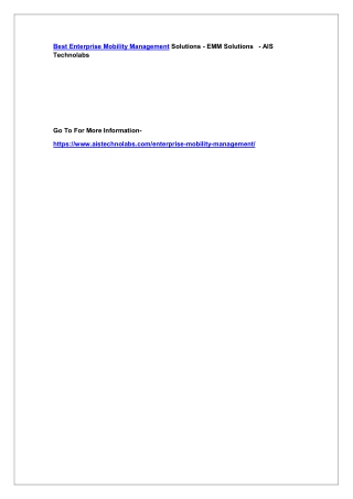 Best Enterprise Mobility Management Solutions - EMM Solutions  - AIS Technolabs