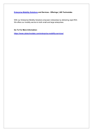 Enterprise Mobility Solutions and Services - Offerings | AIS Technolabs