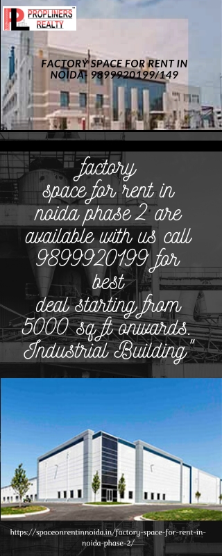 Factory Space For Rent In Noida 9899920199