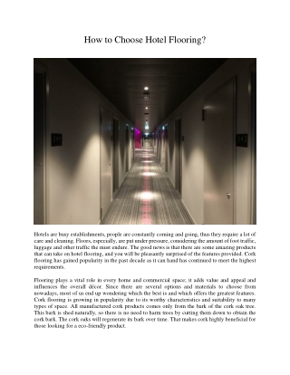 How to Choose Hotel Flooring?
