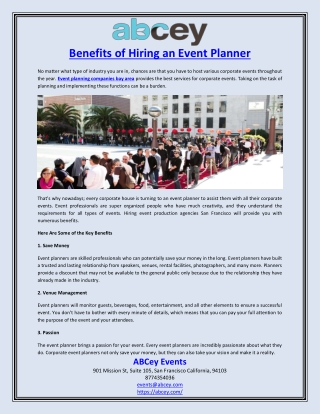 Benefits of Hiring an Event Planner