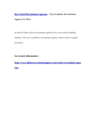 Best School Recruitment Agencies - Top Academic Recruitment Agency For Hire
