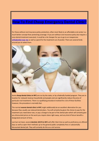 How To Find Cheap Emergency Dental Clinic?