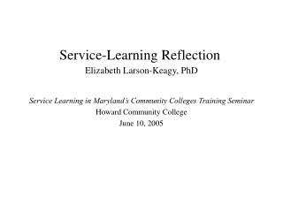 Service-Learning Reflection