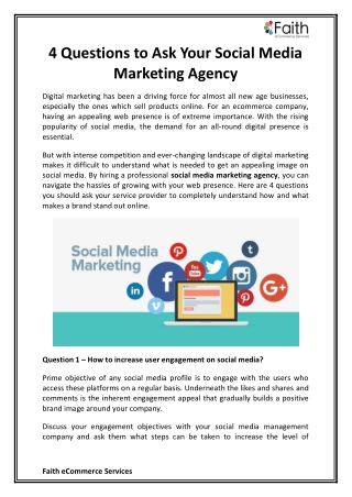 4 Questions to Ask Your Social Media Marketing Agency