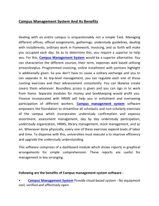 Benefits OF Campus Management System