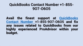 QuickBooks Contact Number  1(855)-907-0605