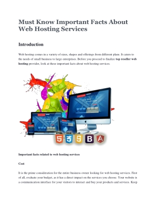 Must Know Important Facts About Web Hosting Services