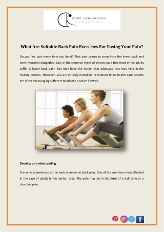 What Are Suitable Back Pain Exercises For Easing Your Pain?