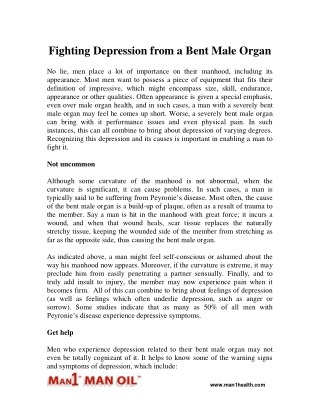 Fighting Depression from a Bent Male Organ