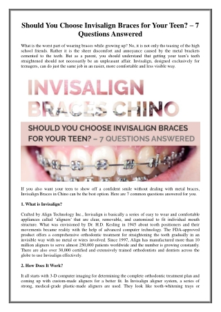 Should You Choose Invisalign Braces for Your Teen? – 7 Questions Answered