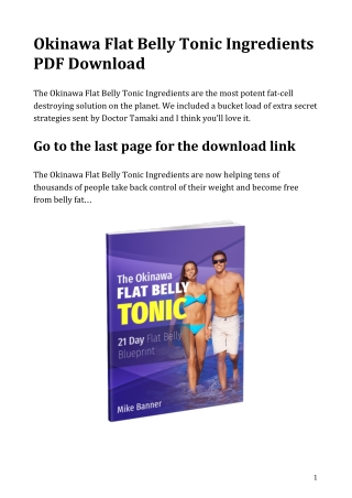 Okinawa Flat Belly Tonic Ingredients PDF Download