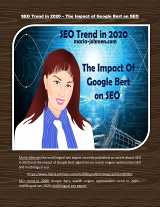 SEO Trend in 2020 – The Impact of Google Bert on SEO