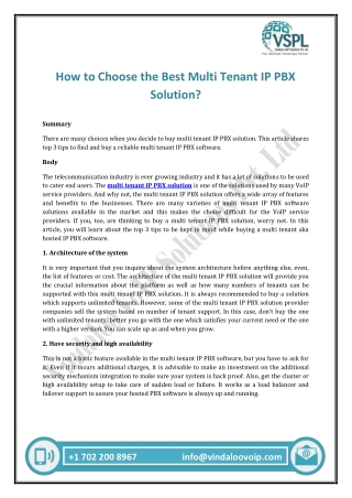 How to Choose the Best Multi Tenant IP PBX Solution?