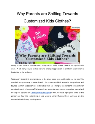 Why Parents are Shifting Towards Customized Kids Clothes?