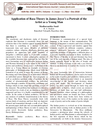 Application of Rasa Theory in James Joyce's a Portrait of the Artist as a Young Man