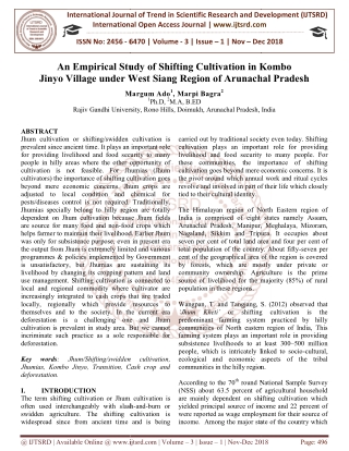 An Empirical Study of Shifting Cultivation in Kombo Jinyo Village under West Siang Region of Arunachal Pradesh