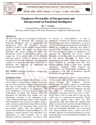 Employees Personality of Intrapersonal and Interpersonal on Emotional Intelligence